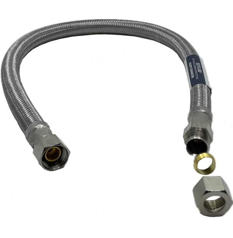 EZ-Fluid 16-Inch Faucet Supply Extension Line 3/8" Male Comp. To 3/8" Female Compression Stainless Steel Braided Faucet Extension Supply Hose Connector Lines,Fits Delta Faucet Plumbing Fitting(1-Pack) - Image 3
